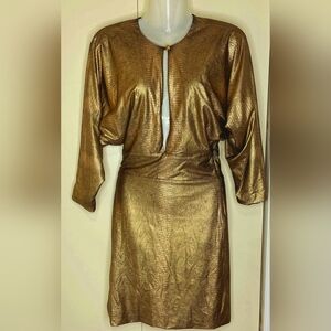 Bebe Keyhole  Gold/Black Detail Dress M